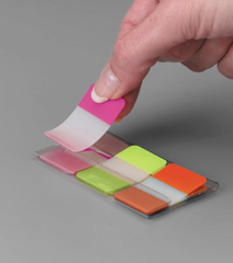 Medium Filing Tabs – 36 Durable Sticky Tabs, 25.4x38.1mm, Pink, Orange & Green