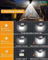 140 LED Security Lights, Solar Motion Sensor Lights 270ºWide Angle Waterproof Solar Powered Wall Lights 3 Modes