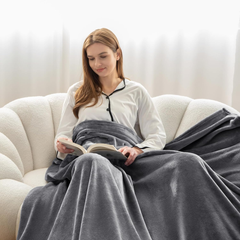 WAVVE Grey Fleece Sofa Throw Blanket – Soft, Warm & Fluffy Single Size 4ft x 5ft