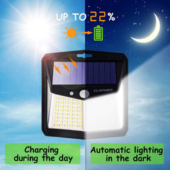 Solar Lights for Outdoor with 128 LEDs, Motion Sensor, Waterproof, Durable, 3 Modes, Cool White