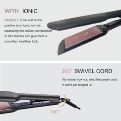 Ionic Wide Plate Hair Straightener – LED Display, 120–220°C, 360° Cord