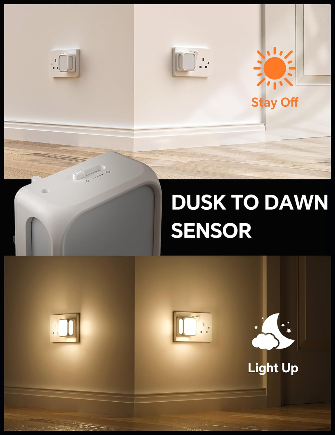 Dimmable Plug-in Night Light with Dusk to Dawn Sensor