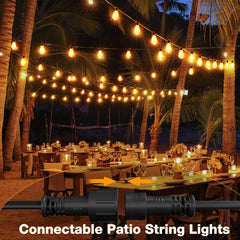 49FT Festoon Lights Outdoor - 40W Garden Patio String Lights with 3000K Warm White ST64 Waterproof LED Bulbs