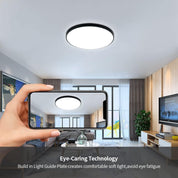 28W Black LED Flush Mount Ceiling Light, 6500K Daylight White Bathroom Light, 2000LM, Modern Round Lighting, 240W Equivalent White Ceiling Lamp for Kitchens, Hallway, Bedrooms