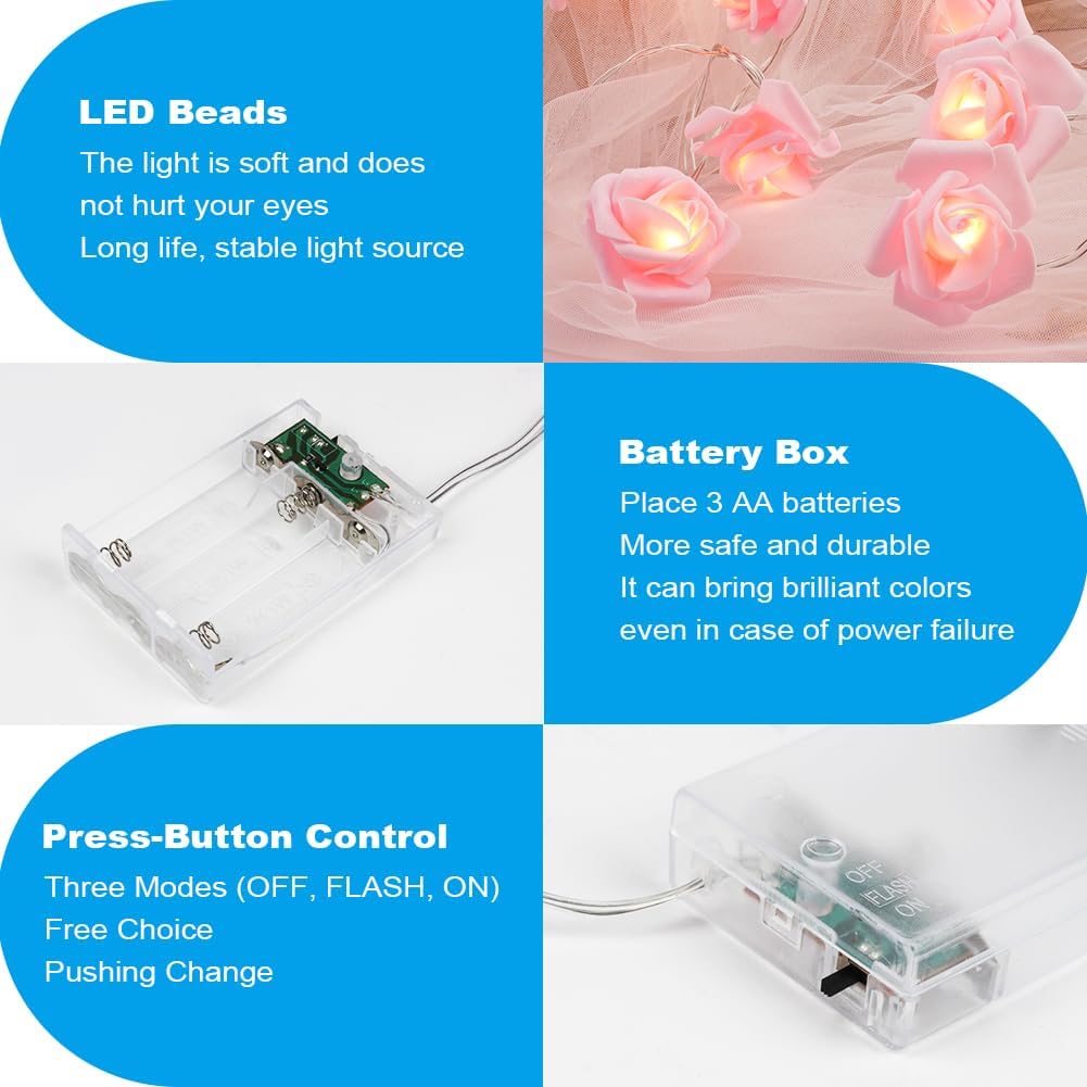Romantic Rose Fairy String Lights for Bedroom & Decor