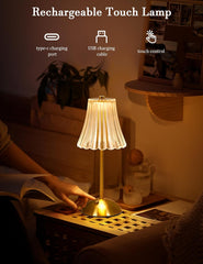 Rechargeable Crystal Lamp, Dimmable Touch Bedside Light