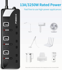 3 Way Extension Lead with Individual Switches – 1.5M Cable, 13A Fused, 3250W, Wall Mountable