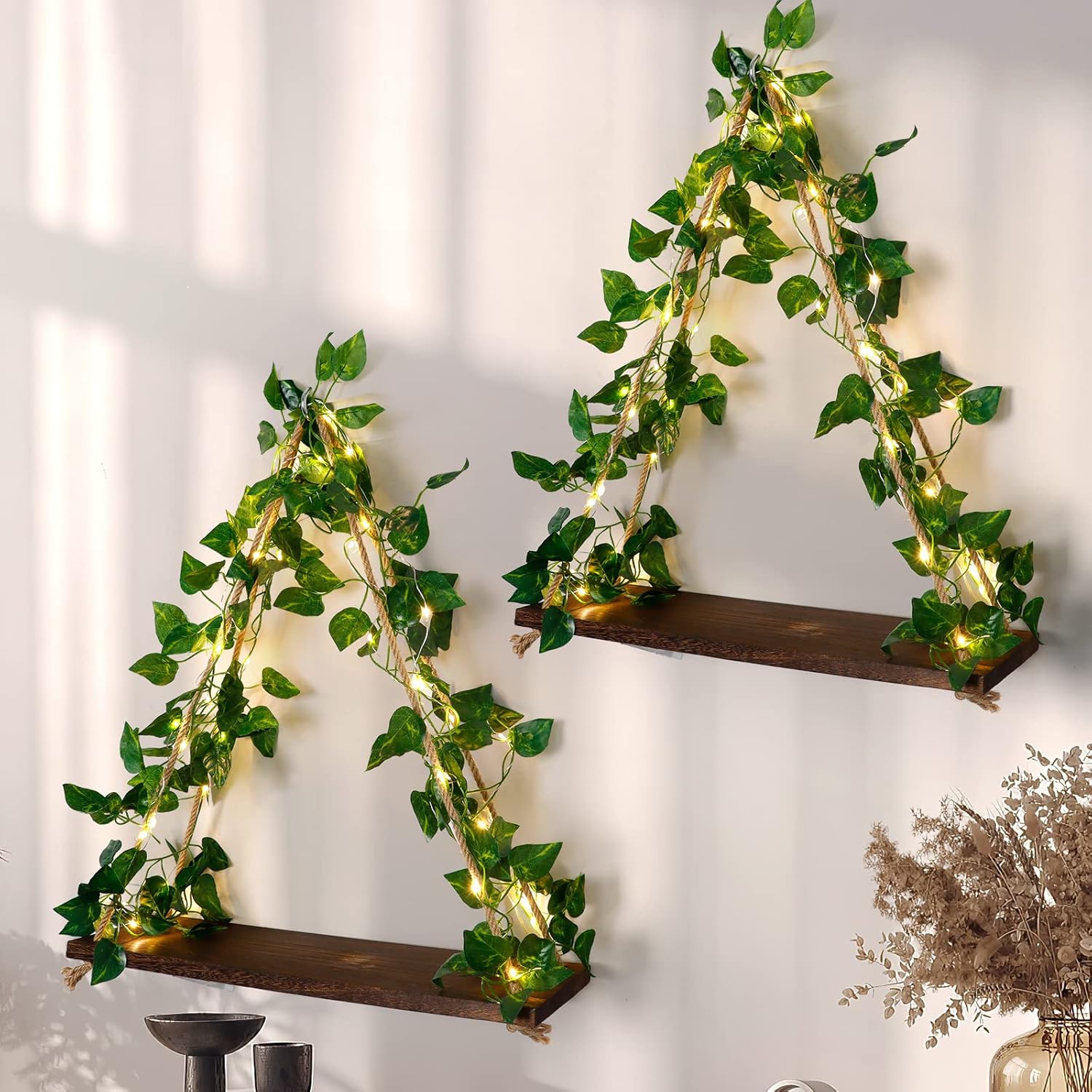 Macrame Hanging Shelves Set of 2 Boho Décor
