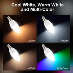 Smart WiFi LED E14 Bulb - Music Sync,  5W 2700K-6500K,RGB+Warm/Cool White, Alexa & Google Home Compatible