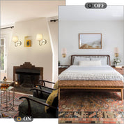 Set of 2 Gold Wall Lights – Vintage Indoor Sconces with Fabric Shade, E27 Compatible