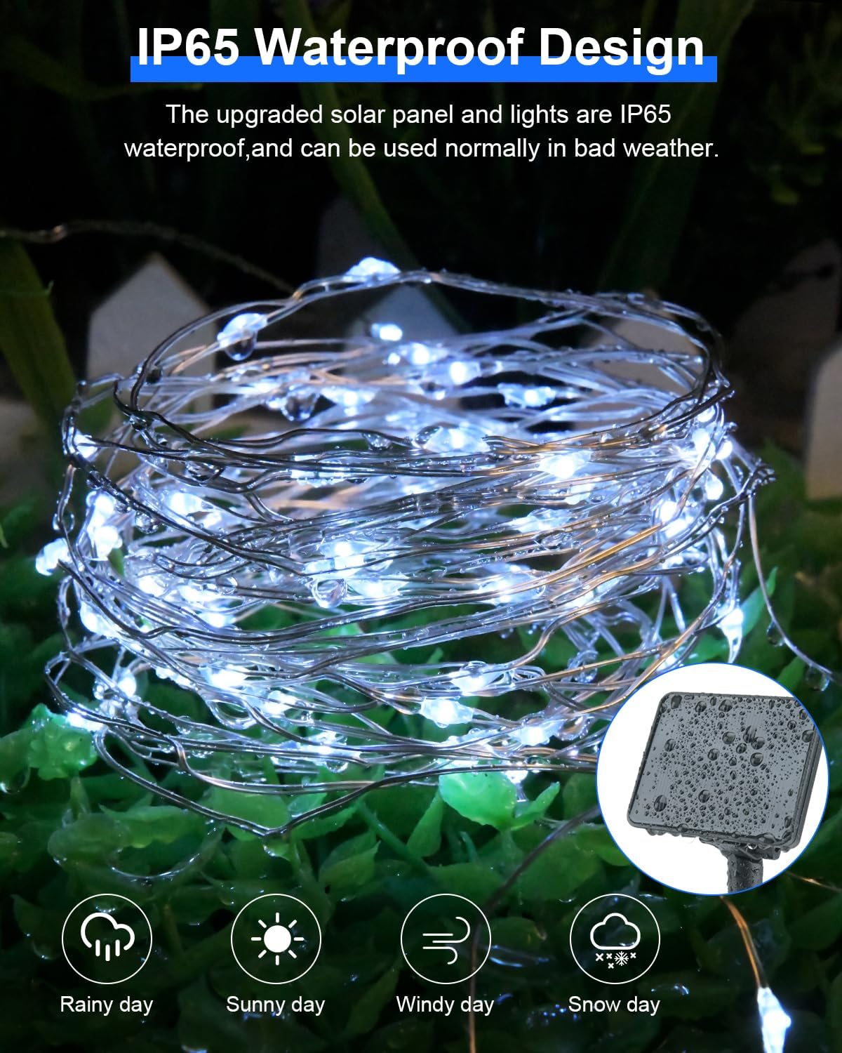 Cool White Solar Fairy Lights