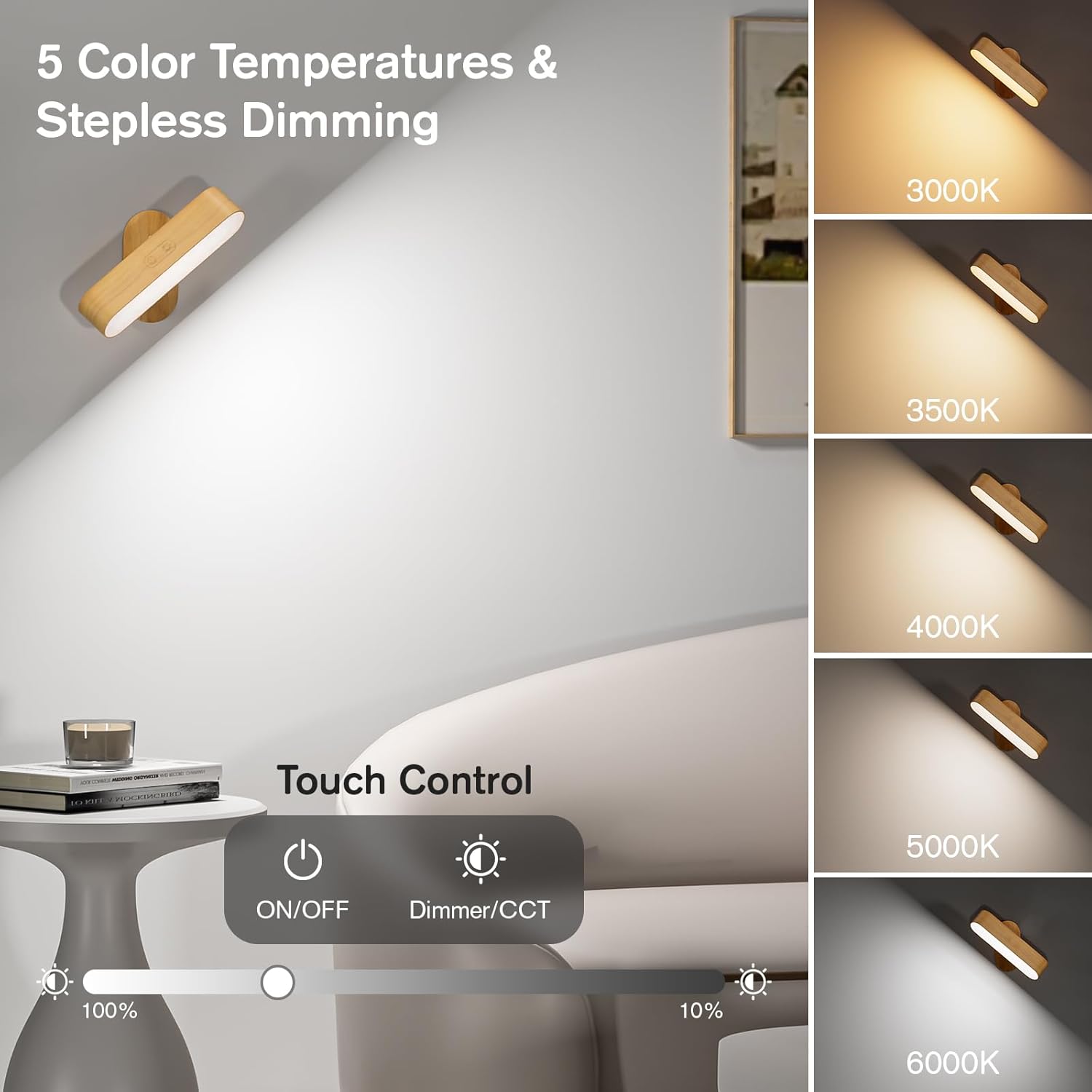 Set of 2 Wireless Wall Sconces