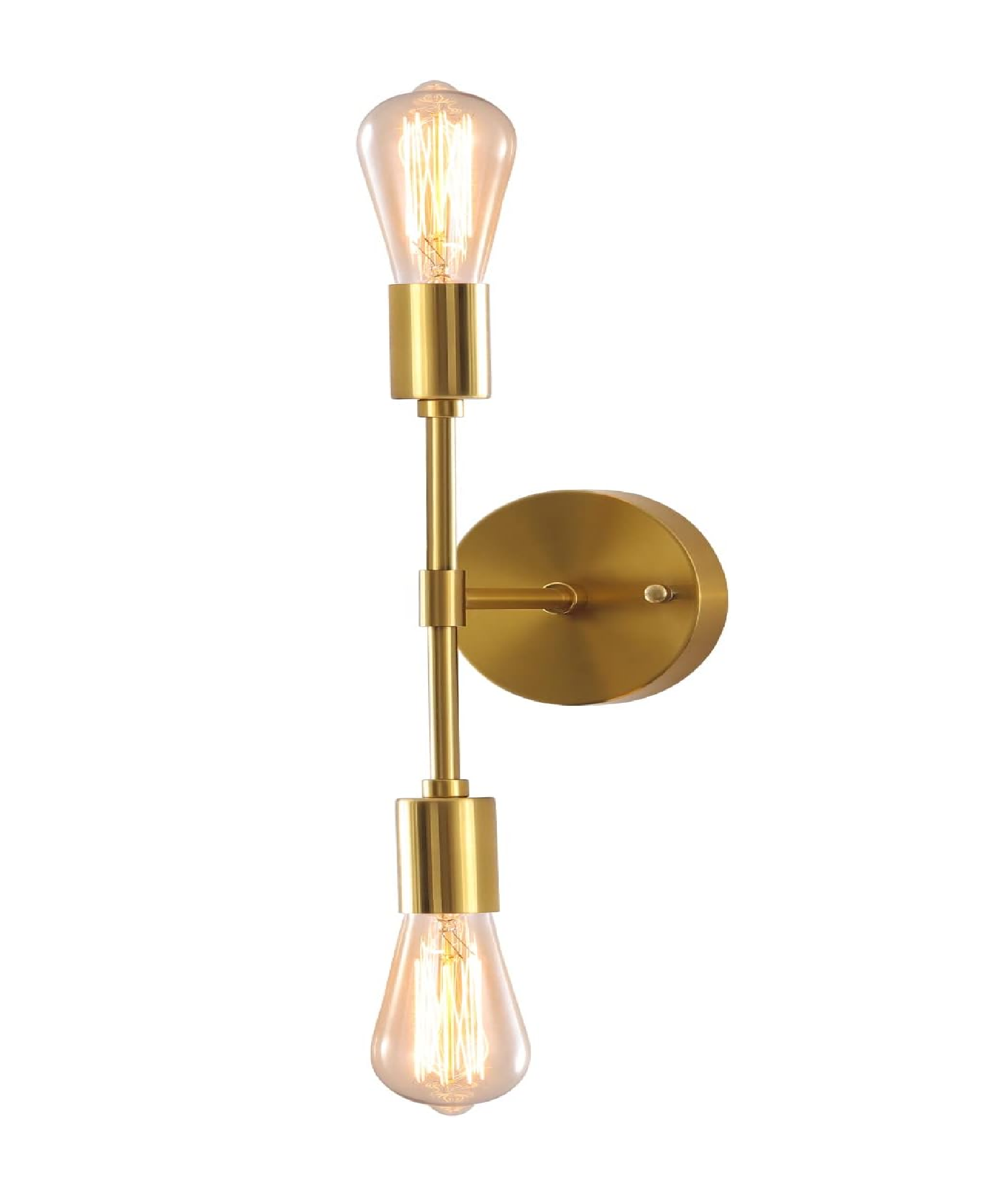 Set of 2 Gold Wall Lights – Vintage Indoor Sconces with Fabric Shade, E27 Compatible