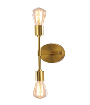 Set of 2 Gold Wall Lights – Vintage Indoor Sconces with Fabric Shade, E27 Compatible