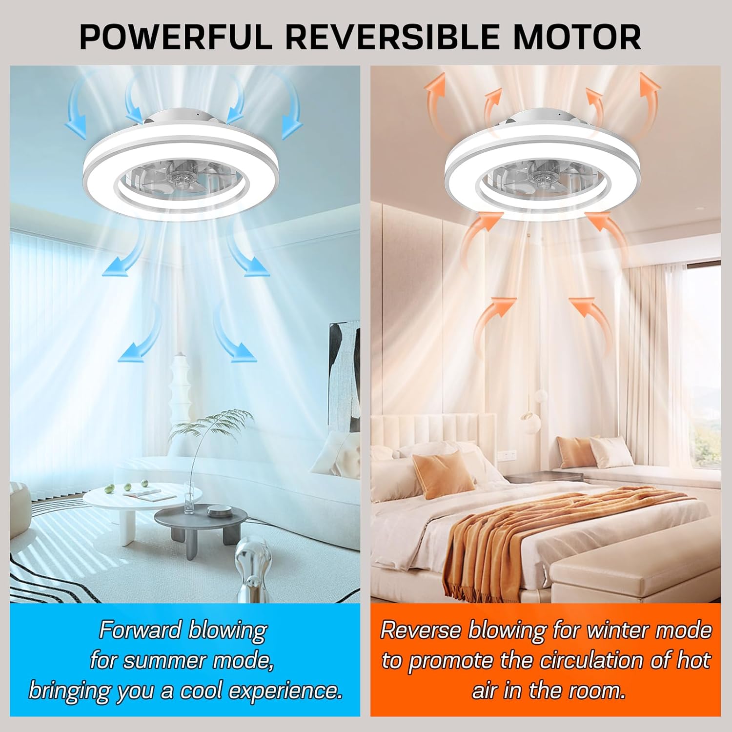 RGB LED Ceiling Fan with Remote & Quiet Reversible Motor