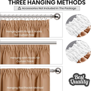 Beige Blackout Curtains 66x90" – Thermal Pencil Pleat Drapes with 2 Tiebacks