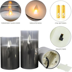 Led Flameless Candles, Battery Operated Flickering Candles Pillar Real Wax Moving Flame Electric Candle Sets  with Remote Timer, Pack of 3