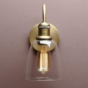 Vintage Industrial Bell Sconce Wall Light – Antique Finish with 5.6” Clear Glass Shade