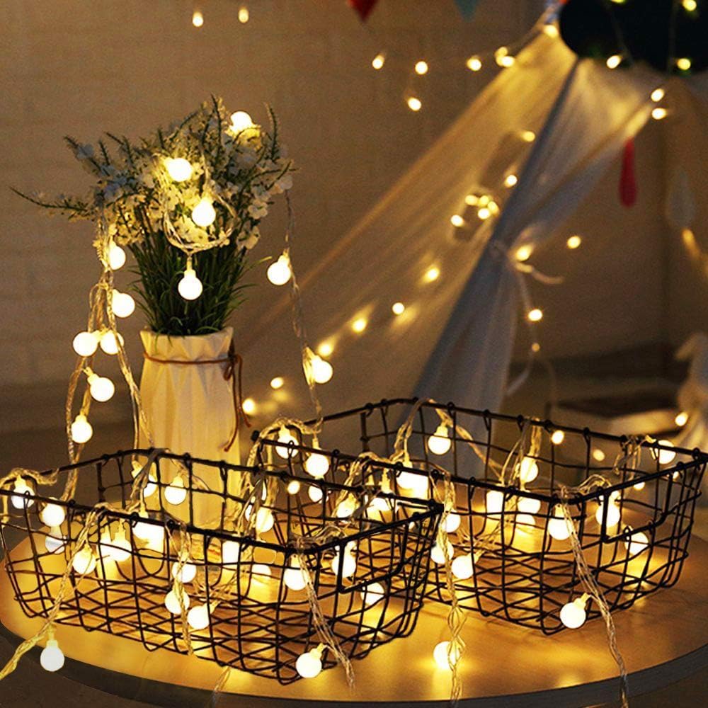 60 LED Solar Globe Fairy Lights – Warm White, Waterproof