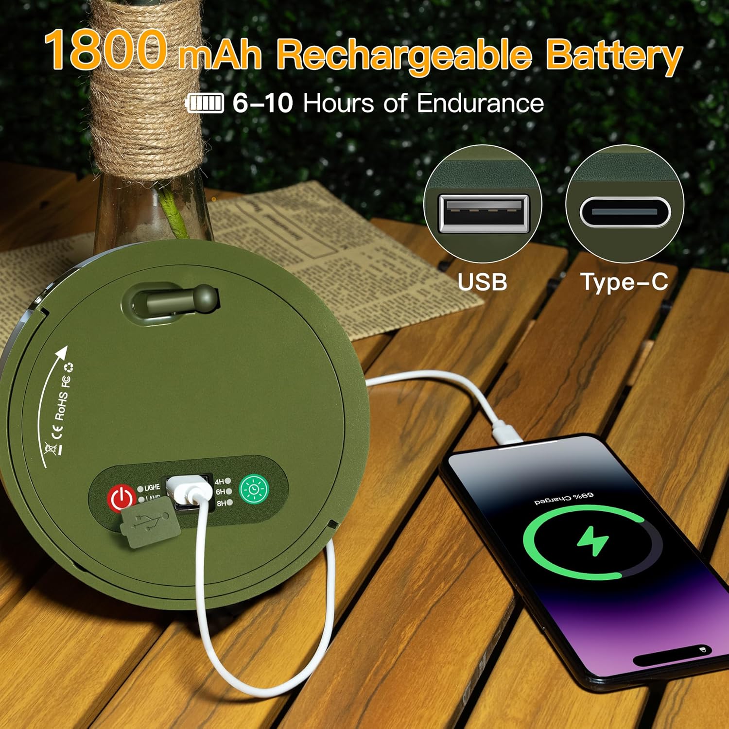 Rechargeable Camping String Lights – 100LED, 10M, 8 Modes