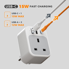 UK to EU Plug Adapter 2 Pack, 4-in-1 Europe Travel Adapter with 3 USB & USB-C