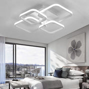 LED Ceiling Light with Remote – 4 Square Black Modern Chandelier