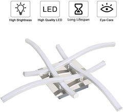 LED Ceiling Light, Elegant Curved Design 4 Built-in LED Boards, 28W Cool White Light, Modern Ceiling Fixture for Living Rooms, Bedrooms