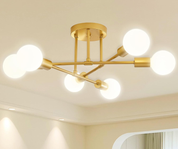 6-Light Silver Flush Mount Ceiling Chandelier – Modern Indoor Fixture
