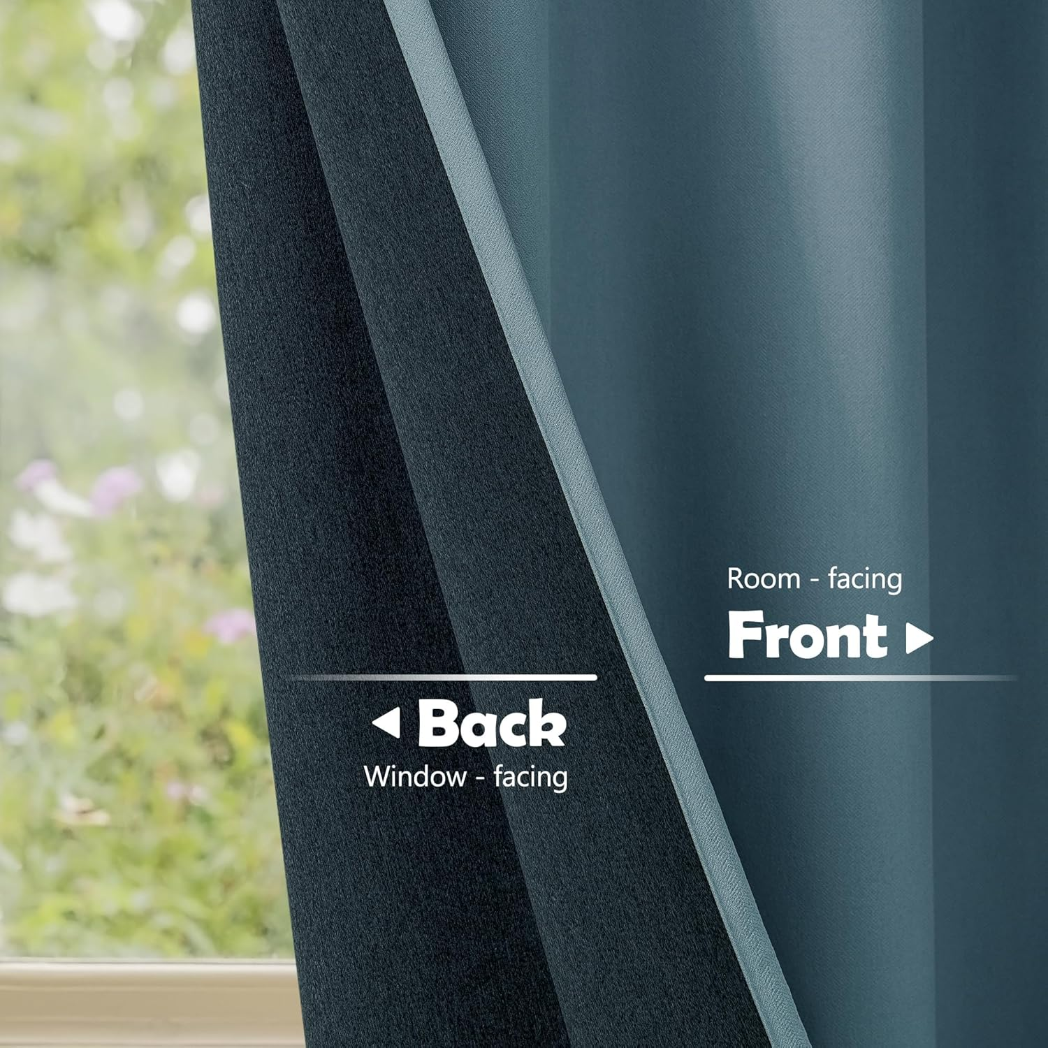 Blue Herringbone Eyelet Curtains – Thermal Insulated 72 Inch Drop, 2 Panels