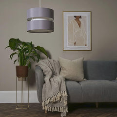 Modern 2 Tier Cylinder Ceiling Pendant Light Shade in a Grey Finish