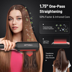 Infrared Ionic Hair Straightener – 1.75” Ceramic Flat Iron with Vibration & LCD Control