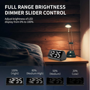 Large LED Digital Alarm Clock with Night Light, USB Charger & Dual Alarms