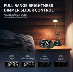 Large LED Digital Alarm Clock with Night Light, USB Charger & Dual Alarms