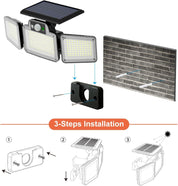280 LED Solar Motion Light – 3-Head Outdoor Floodlight