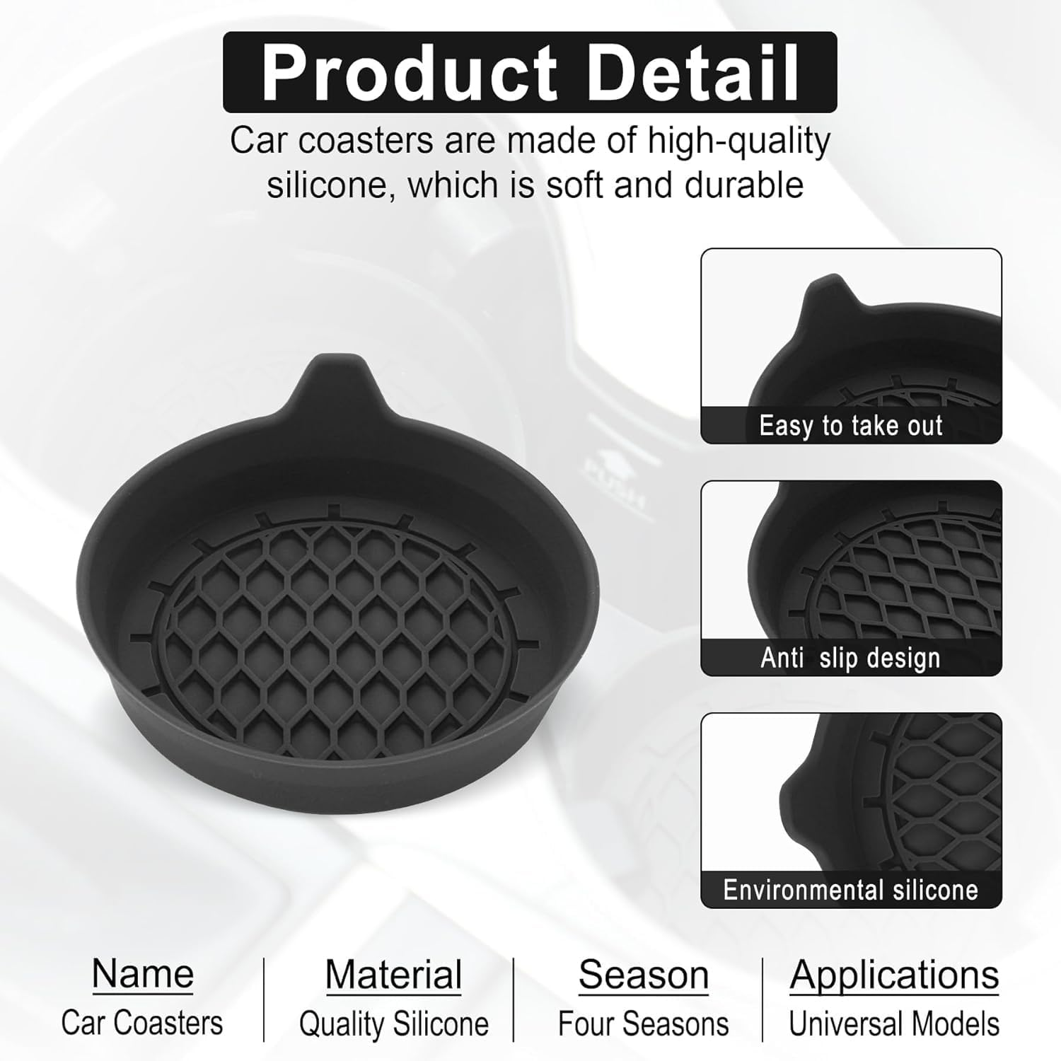 4-Pack Silicone Car Cup Holder Coasters – Universal Non-Slip Car Interior Accessories