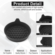 4-Pack Silicone Car Cup Holder Coasters – Universal Non-Slip Car Interior Accessories