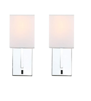 Vintage Wall Lights Set with Linen Shades, E27 Base