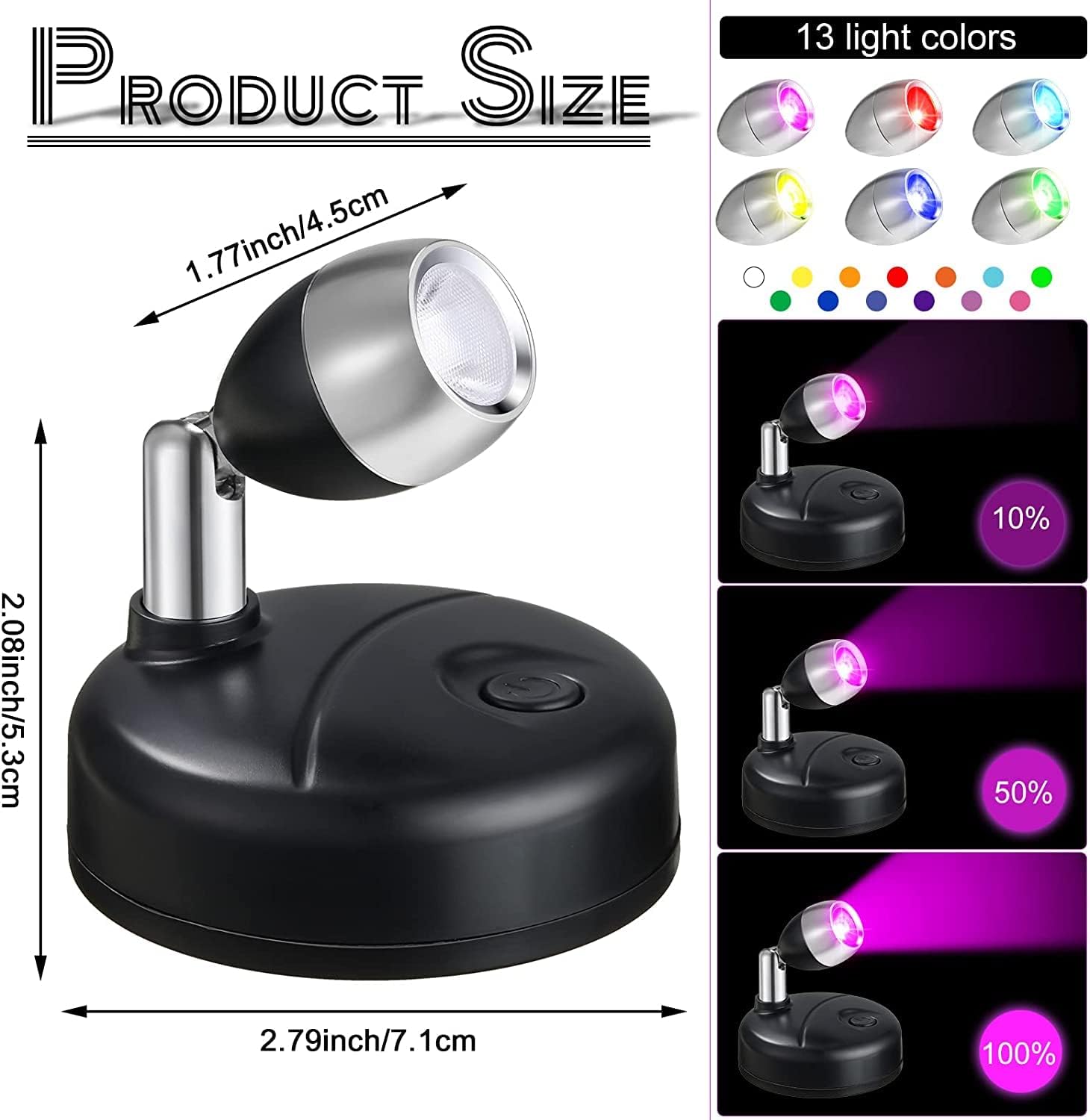 Wireless RGB LED Spotlights with Remote Control, Timer Wall Lights for Hallway, Cupboards  – 2 Pack