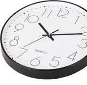 12-Inch Silent Quartz Wall Clock, Non-Ticking Decorative Clock for Home & Office (Black)