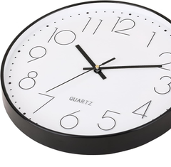 12-Inch Silent Quartz Wall Clock, Non-Ticking Decorative Clock for Home & Office (Black)