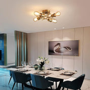 Gold 4-Light Semi Flush Ceiling Light, E27 Base