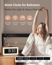 5-in-1 Alarm Clock with Wireless Charger, Bluetooth Speaker & Night Light