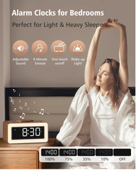 5-in-1 Alarm Clock with Wireless Charger, Bluetooth Speaker & Night Light