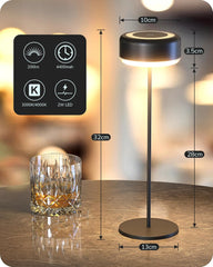 Rechargeable Touch Lamp, Dimmable LED Table Light Black