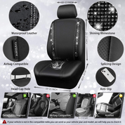 Luxury Bling Leather Car Seat Covers – 2PCS Front Shiny Diamond Set