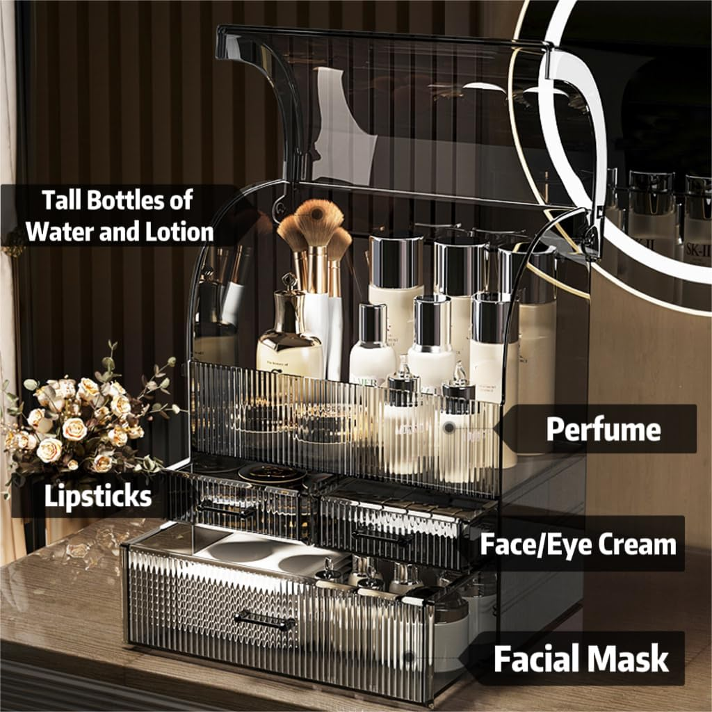 Acrylic Makeup Organizer with Drawers Skincare Storage Display Case
