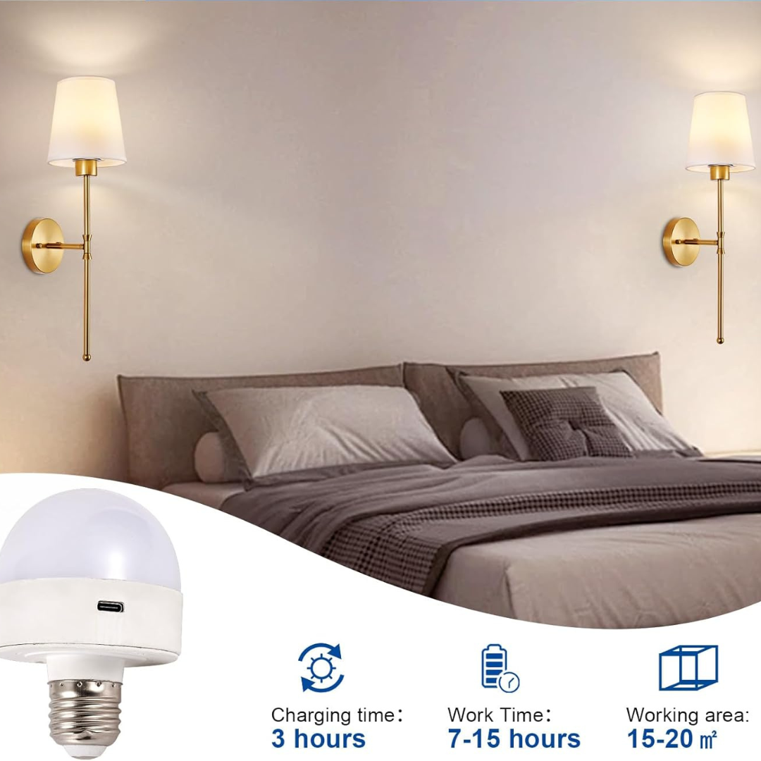 Rechargeable Wireless Wall Sconce Set, Remote Controlled Adjustable LED Light, Battery Powered Decorative Lamp for Bedroom and Living Spaces