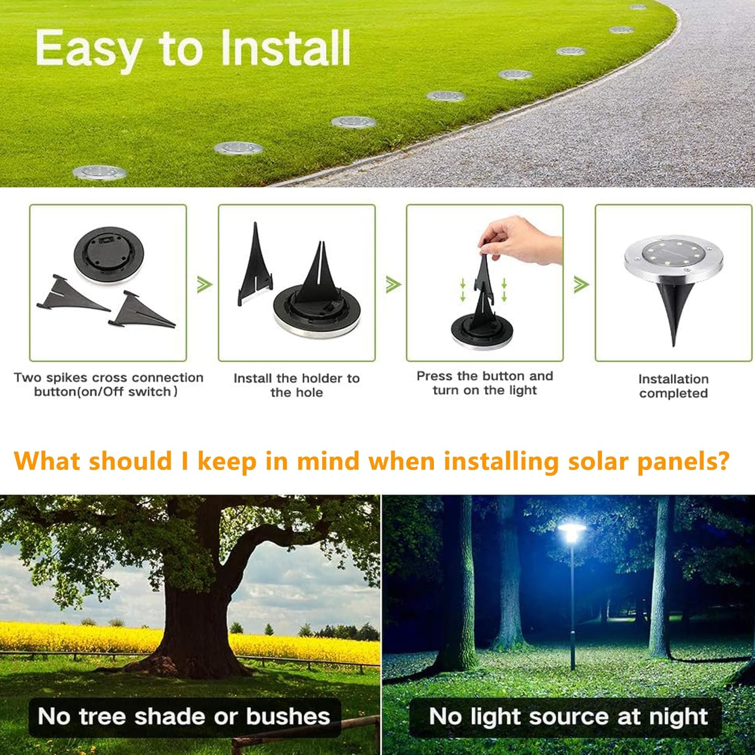 12-Pack Solar Deck Lights – Waterproof Outdoor LED Ground Lights for Walkways