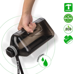 2.2L Large Triangular Gym Water Bottle – Leakproof BPA-Free Plastic Jug Black