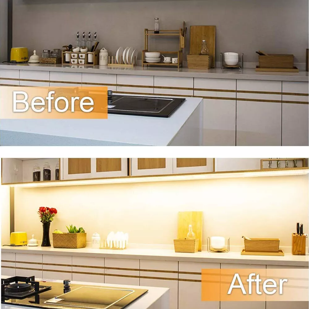 LED Strip Lights Under Cabinet - 4 Pack, Plug-In Linkable for Kitchen, Cupboard & Counter Lighting